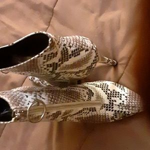 Snakeskin ankle stiletto boots